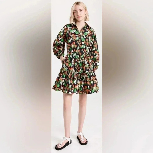 Cara Cara Robin Floral Mini Dress Womens Size XS Wild Black Strawberry - Picture 1 of 12